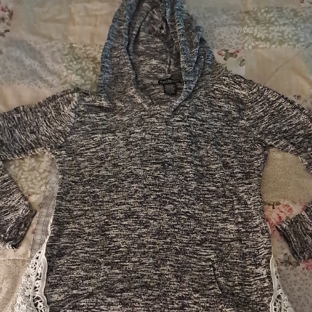 Miss Chievous Black Heather Knit Hoodie